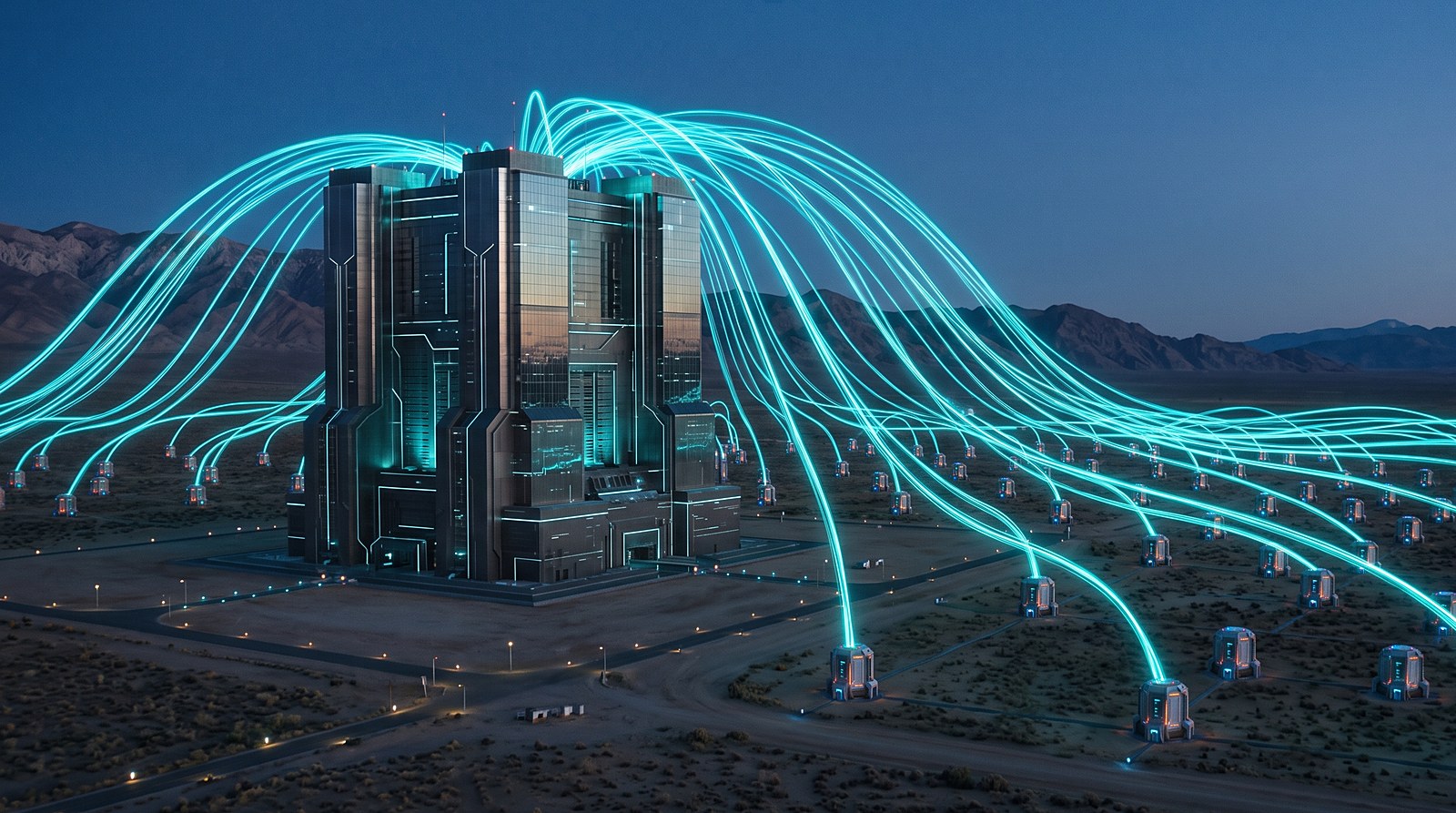 Streams of data flowing from a vast data center into a distributed field of independent storage nodes